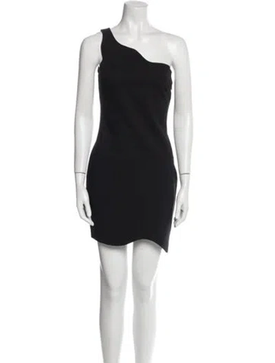 Pre-owned Staud One-shoulder Mini Dress In Black