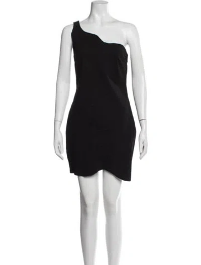 Pre-owned Staud One-shoulder Mini Dress In Black