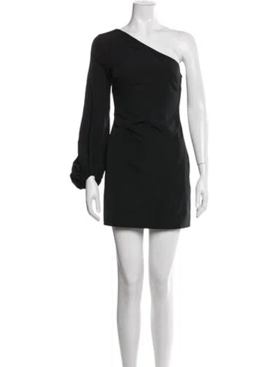 Pre-owned Staud One-shoulder Mini Dress In Black