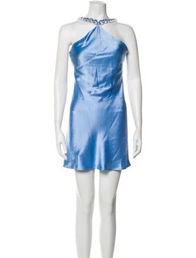 Pre-owned Staud One-shoulder Mini Dress In Blue