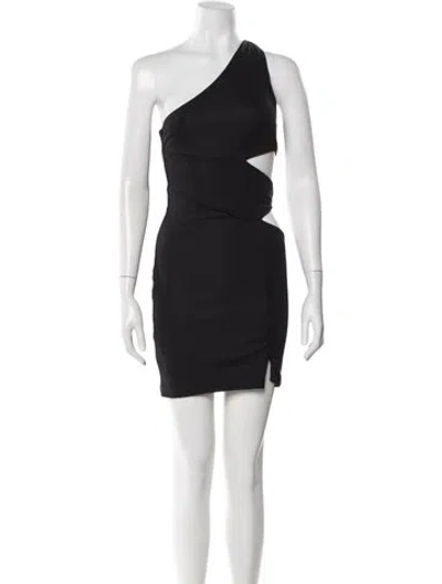 Pre-owned Staud One-shoulder Mini Dress W/ Tags In Black