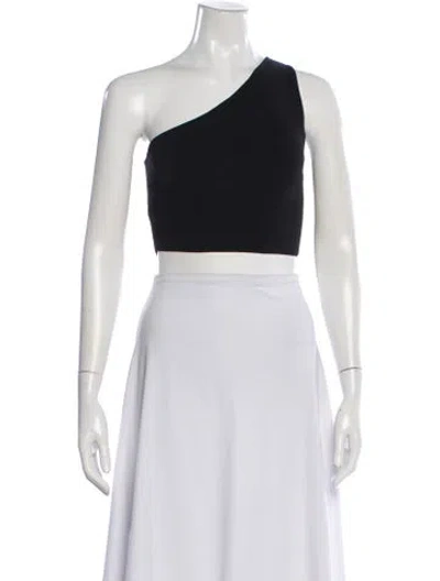 Pre-owned Staud One-shoulder Sleeveless Crop Top In Black