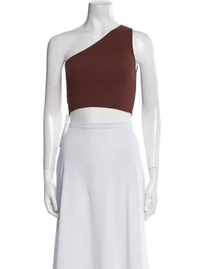 Pre-owned Staud One-shoulder Sleeveless Crop Top In Gray