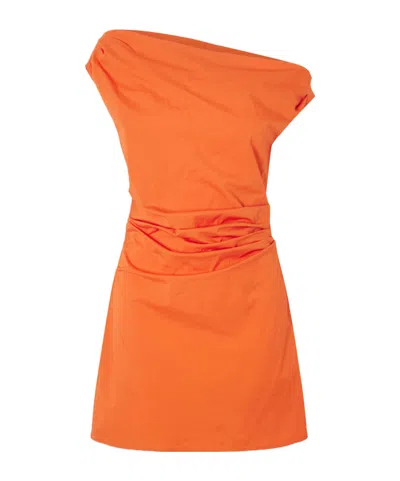 Staud Orange Off-shoulder Mini Dress
