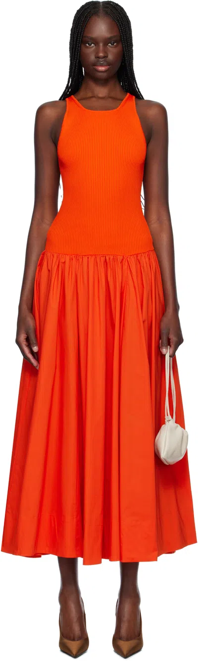 Staud Orange Yamila Maxi Dress In Cay Cayenne