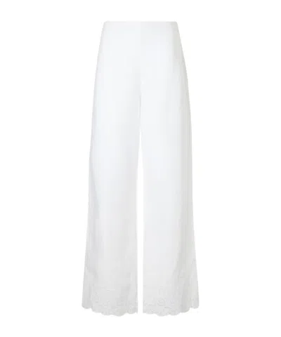 Staud Oscar Embroidered Straight Leg Pants In White