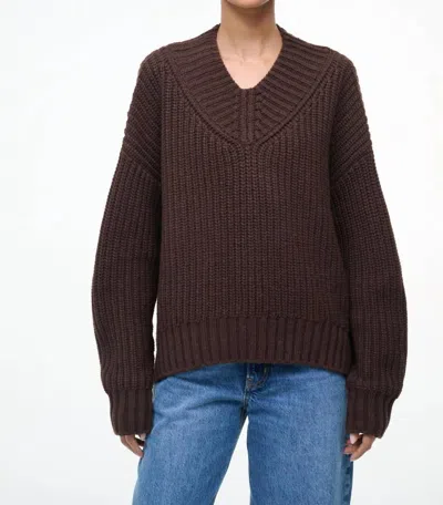 Staud Otto V Neck Sweater In Earth In Brown