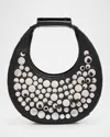 Staud Oval Mirror Studed Leather Top-handle Bag
