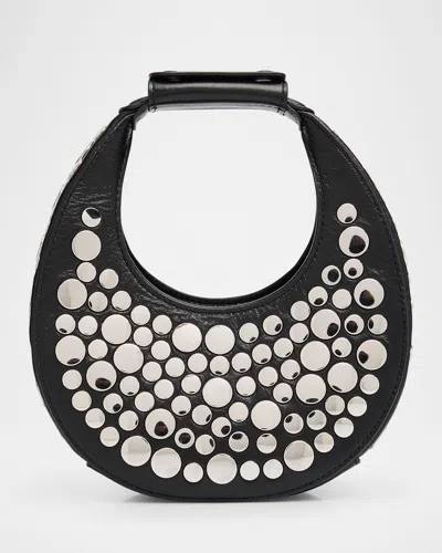 Staud Oval Mirror Studed Leather Top-handle Bag