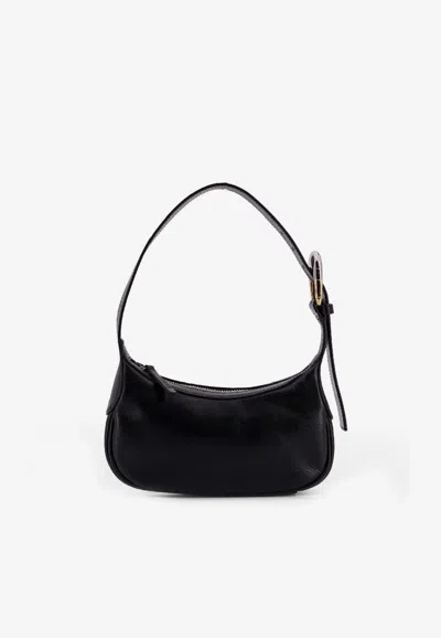 Staud Owen Leather Shoulder Bag In Black
