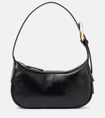 Staud Owen Small Leather Shoulder Bag In Black