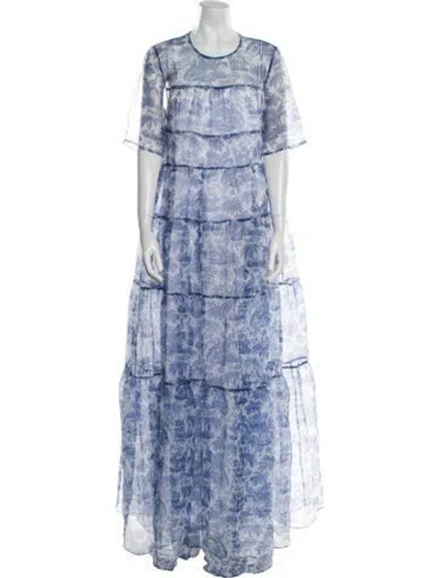 Pre-owned Staud Paisley Print Long Dress In Blue