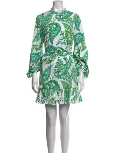 Pre-owned Staud Paisley Print Mini Dress In Green