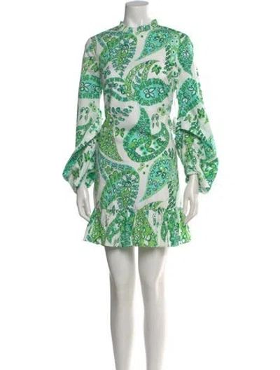Pre-owned Staud Paisley Print Mini Dress W/ Tags In White