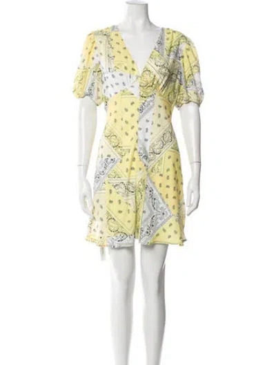 Pre-owned Staud Paisley Print Mini Dress In Yellow
