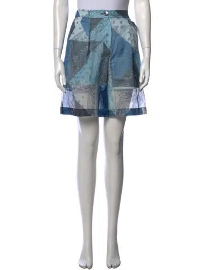 Pre-owned Staud Paisley Print Mini Shorts In Blue