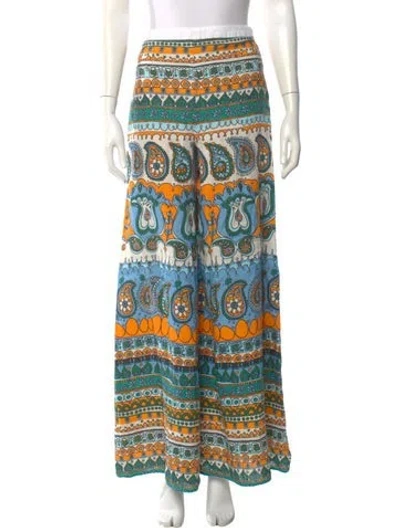 Pre-owned Staud Paisley Print Wide Leg Pants In White