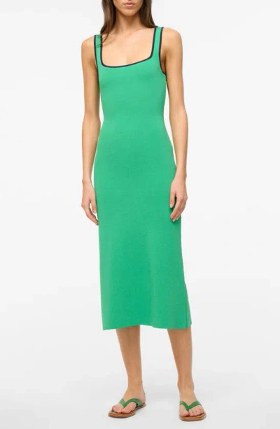 Staud Paityn Sleeveless Fitted Midi Sweater Dress In Green