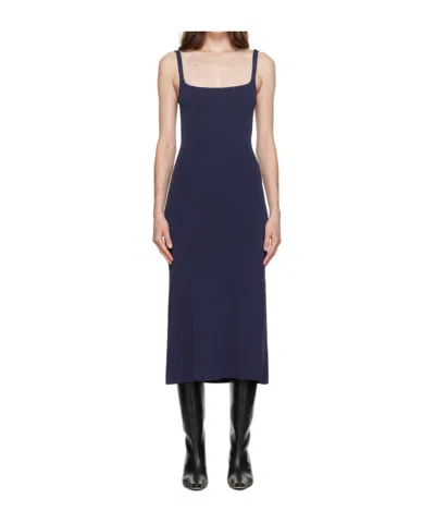 Staud Paityn Square Neck Dress In Blue