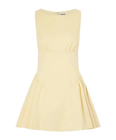 Staud Pale Yellow Sleeveless Mini Dress In Nude