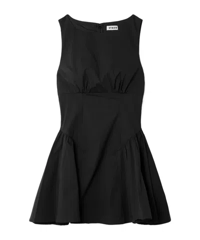 Staud Paneled  Poplin Mini Dress In Black