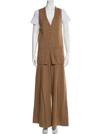 Pre-owned Staud Pant Set In Brown