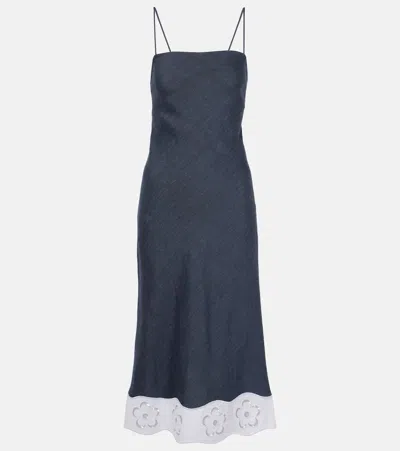 Staud Midikleid Paolo Aus Einem Leinengemisch In Weiss