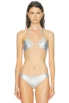 Staud Paradise Bikini Top In Silver