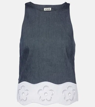 Staud Parma Pleated Linen-blend Tube Top In White