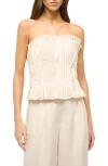 STAUD PARMA PLEATED STRAPLESS LINEN TOP