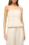 Staud Parma Pleated Strapless Linen Top In Beige