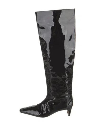 Pre-owned Staud Patent Leather Boots In Black
