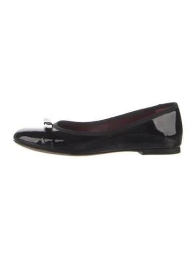 Pre-owned Staud Patent Leather Bow Accents Ballet Flats In Blue