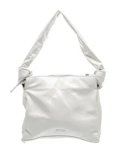 Pre-owned Staud Patent Leather Messenger Bag In White