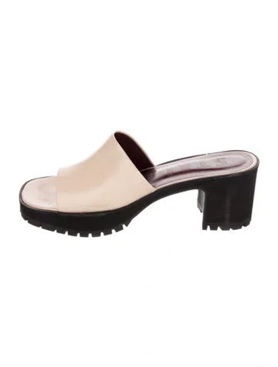Pre-owned Staud Patent Leather Mules In Neutral