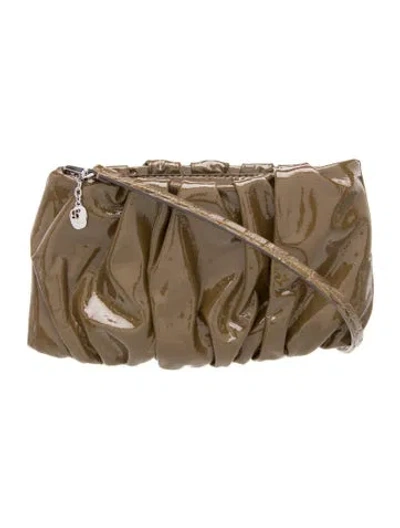 Pre-owned Staud Patent Leather Shoulder Bag In Green