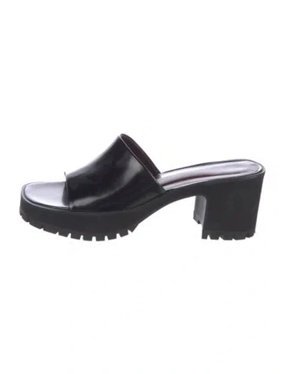 Pre-owned Staud Patent Leather Slides In Black