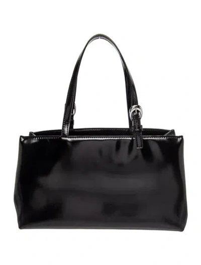 Pre-owned Staud Patent Leather Top Handle Bag In Black