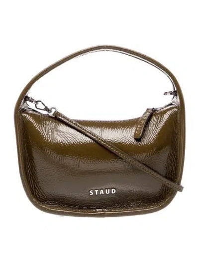Pre-owned Staud Patent Leather Top Handle Bag Small In Brown