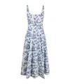 Staud Botanical-print Square-neck Dress In Blue