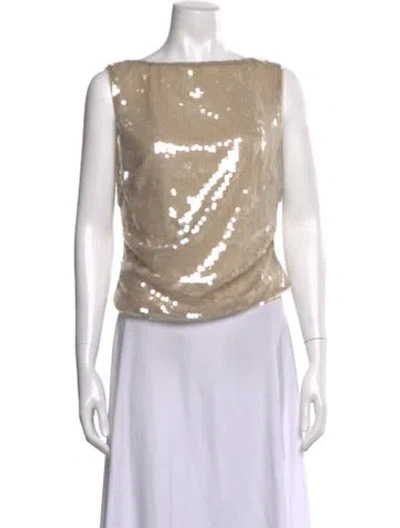Pre-owned Staud Patterned Bateau Neckline Top In Neutral
