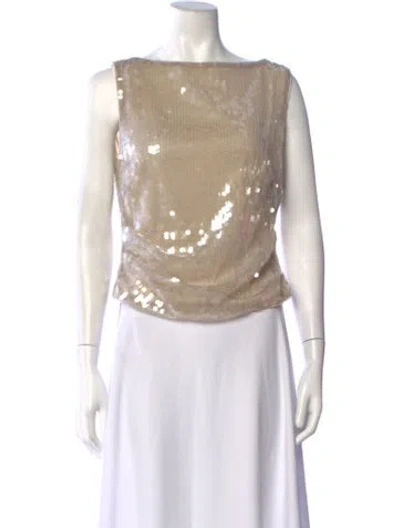 Pre-owned Staud Patterned Bateau Neckline Top In Neutrals