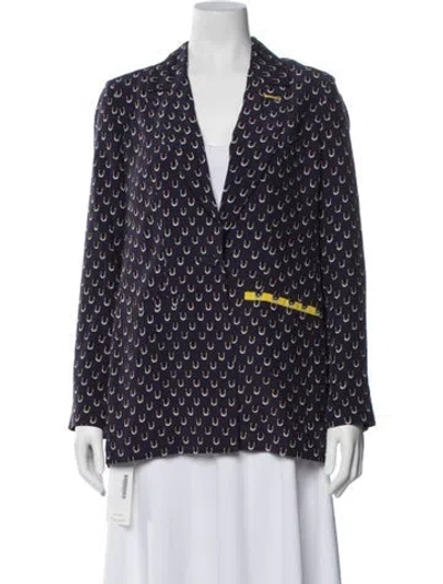 Pre-owned Staud Patterned Blazer In Blue