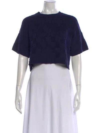 Pre-owned Staud Patterned Crew Neck Sweater In Blue