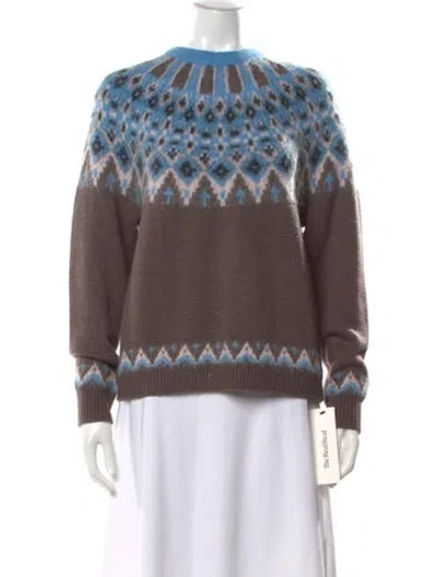 Pre-owned Staud Patterned Crew Neck Sweater In Brown