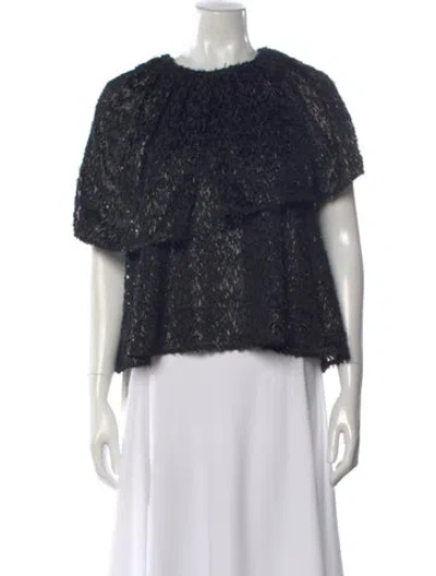 Pre-owned Staud Patterned Crew Neck Top In Black
