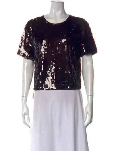 Pre-owned Staud Patterned Crew Neck Top In Black
