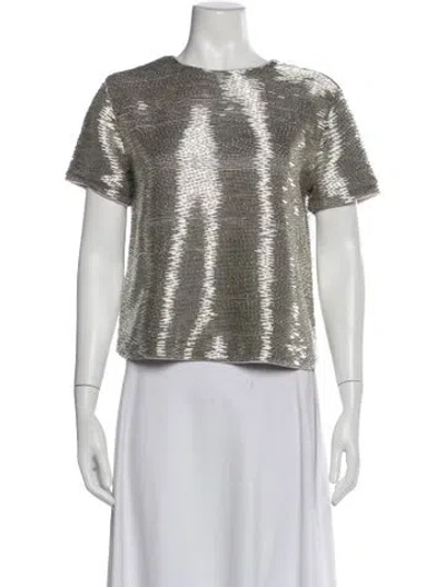 Pre-owned Staud Patterned Crew Neck Top In Multi