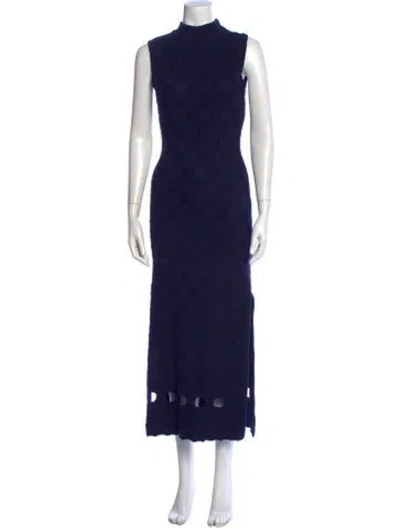 Pre-owned Staud Patterned Long Dress In Blue