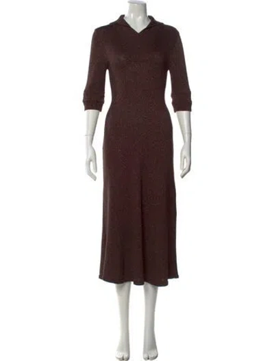 Pre-owned Staud Patterned Long Dress In Brown